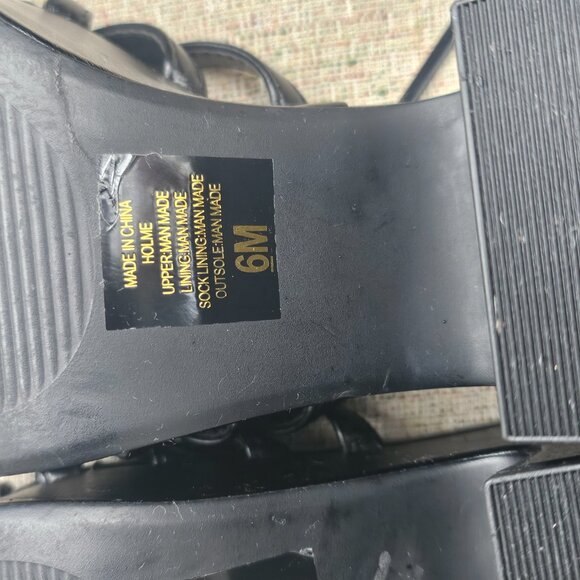 SODA Women Strappy Wedge Heel Sandal Black Vegan Faux Leather Shoes Size 6M - Picture 12 of 13